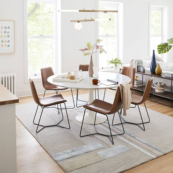 West Elm Slope Dining Chair, Vegan Leather, Snow, Charcoal