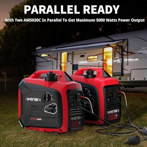 2500-Watt Gas Powered Portable Inverter Generator, CO Sensor, Super Quiet for Home Backup, Emergency, Camping, EPA Compliant 2025 Version