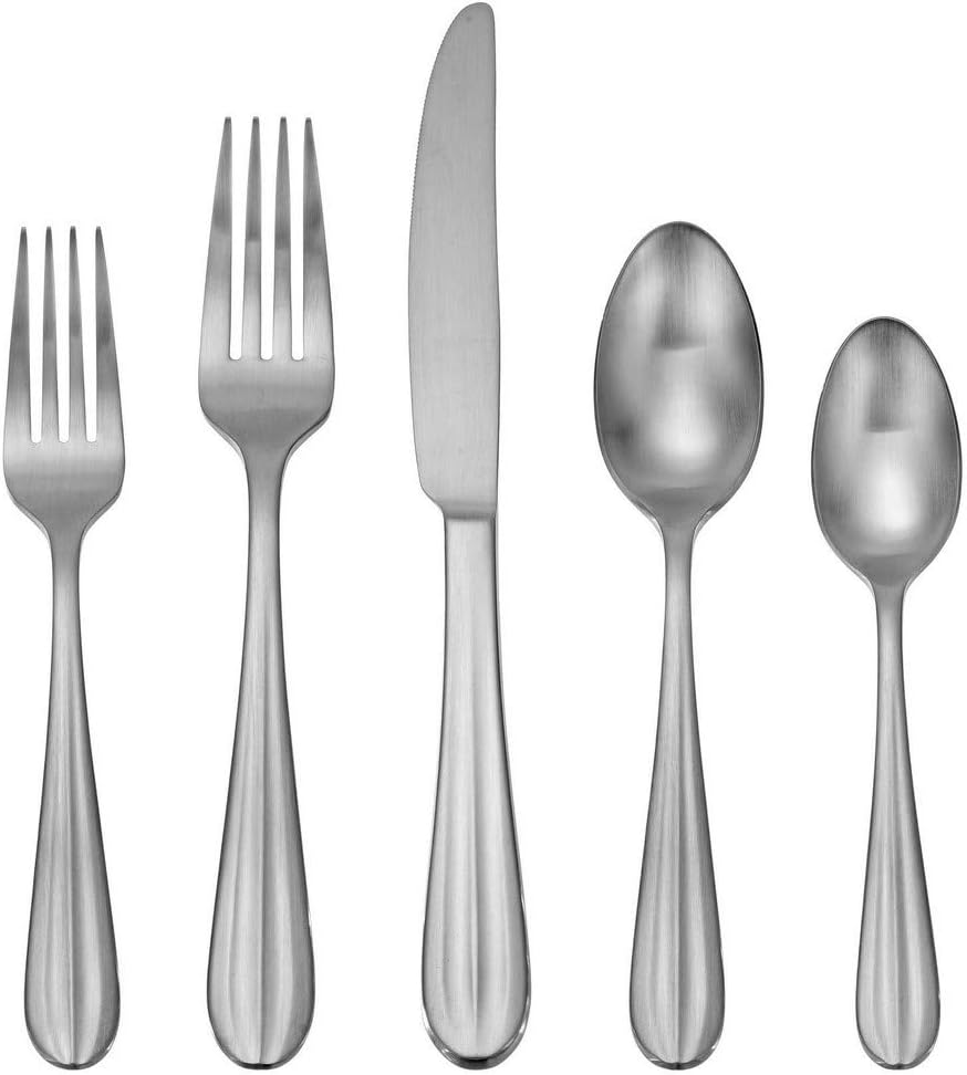 Oneida Satin Casson 20 Piece Everyday Flatware, Service for 4 18/0 Stainless Steel, Silverware Set Pack of 2
