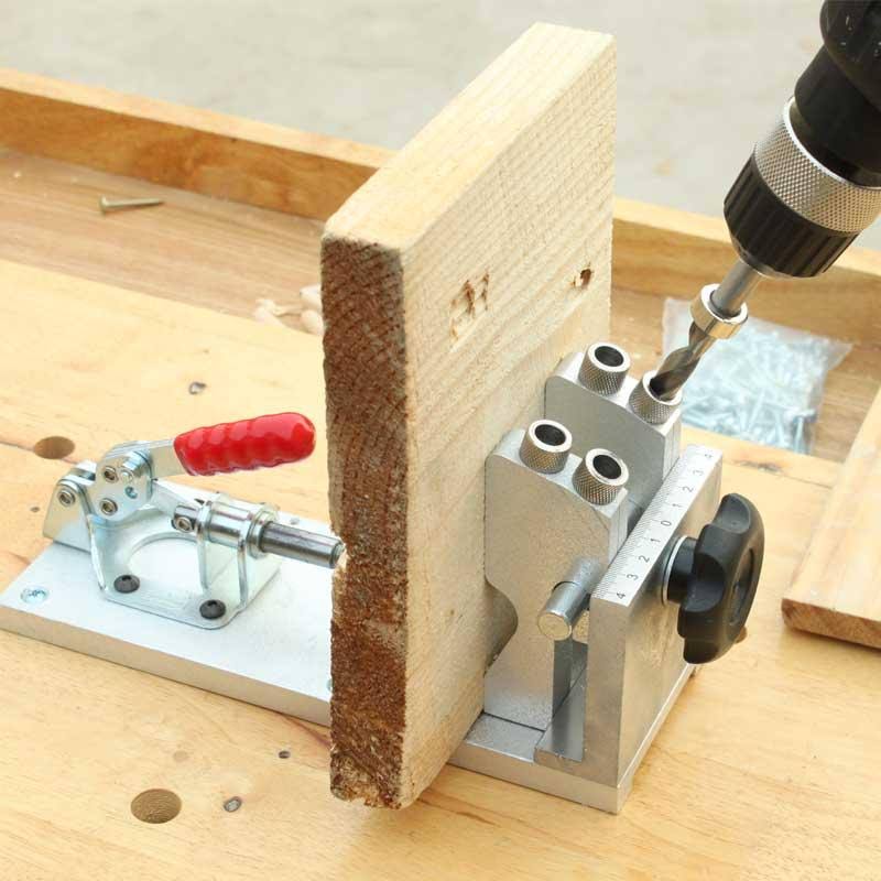 Banggood Woodworking Pocket Hole Jig System Guide Carpenter Kit with Clamp and Hole Drill Bits