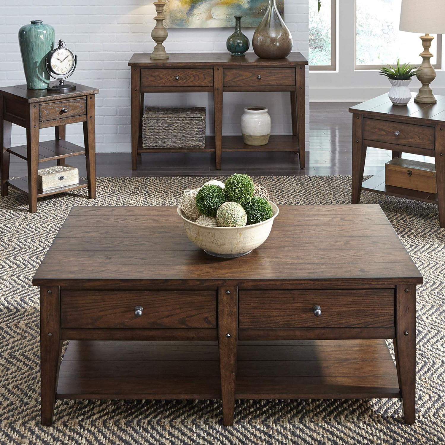 Liberty Furniture INDUSTRIES Lake House 3 Piece Set (1-Cocktail 2-End Tables), Brown