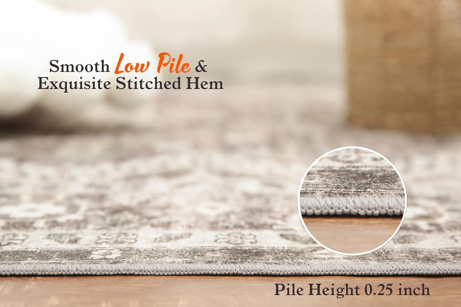 Rugland 9x12 Area Rug - Stain Resistant Washable Rug, Anti Slip Backing Rugs for Living Room, Vintage Tribal Area Rugs (TPR07-Ivory, 9'x12')