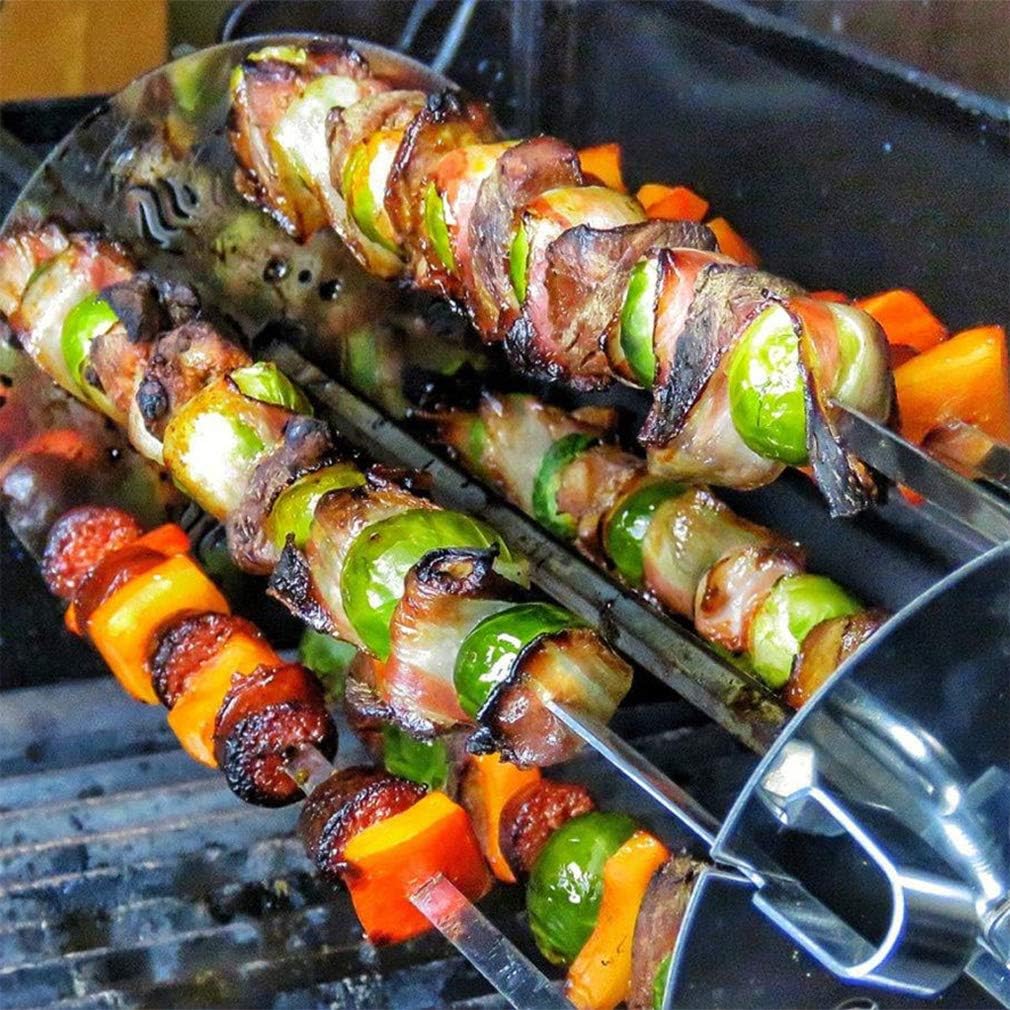 onlyfire Stainless Steel Rotating Skewer System Fits for Most Rotisserie Grill Pack of 2