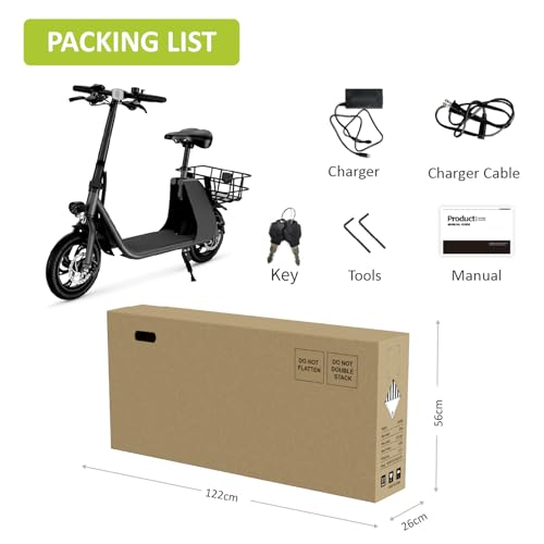 WINDHORSE Electric Scooter for Adults, Foldable E Scooter with Seat & Carry Basket, Adult Electric Scooter with 672W PWR, 288Wh Max 20MPH 20 Miles Commuter E-Scooter, 12.5" Tires