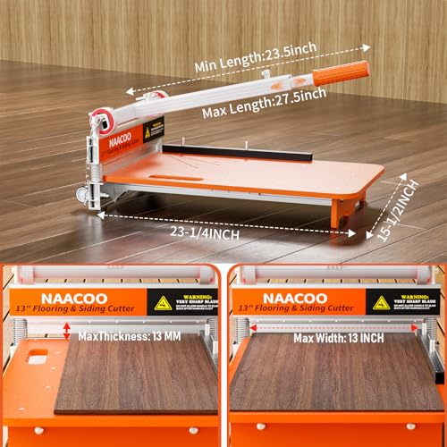 Heavy Duty Laminate/Vinyl Floor Cutter, NAACOO 13” Vinyl Plank Cutter with Wheel – Just 1 Step Meet Angle&Length Cutting, Flooring Tools - Cuts Laminate Floor, Engineer Wood, LVP/T, VCT, SPC, WPC
