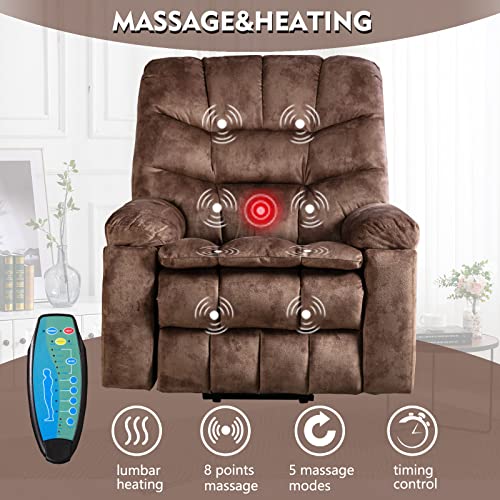 CANMOV Large Power Lift Recliner Chairs with Massage and Heat for Elderly, Heavy Duty and Safety Motion Reclining Mechanism Electric Wide Recliners with USB Ports, 2 Concealed Cup Holders, Dark Grey