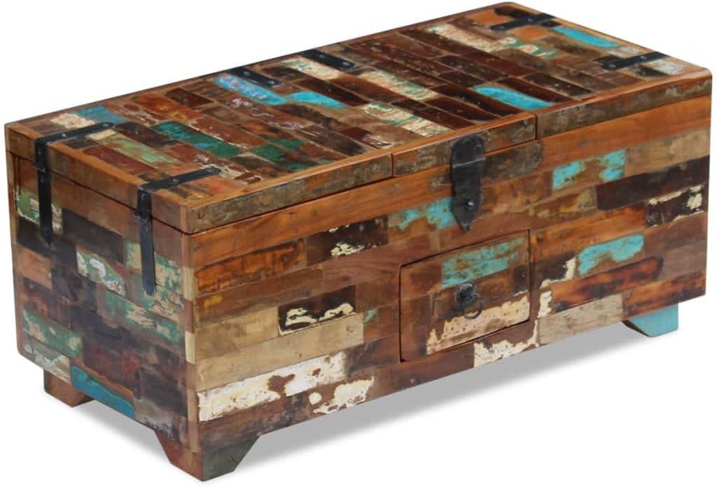 Coffee Table Box Chest Solid Reclaimed Wood 31.5"x15.7"x13.8"