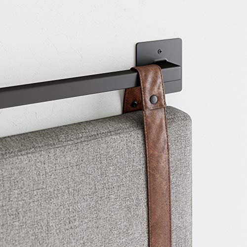 Nathan James Harlow Modern Wall Mount Hanging Headboard, Queen, Brown Faux Leather