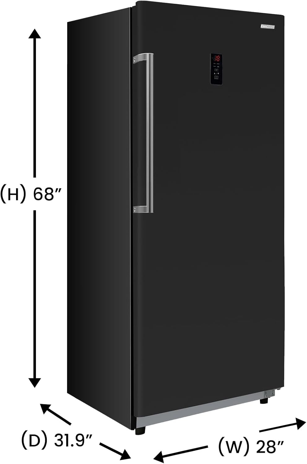 17cf Upright Freezer CONVERTIBLE REF Garage Ready 28in wide 110V(Black)