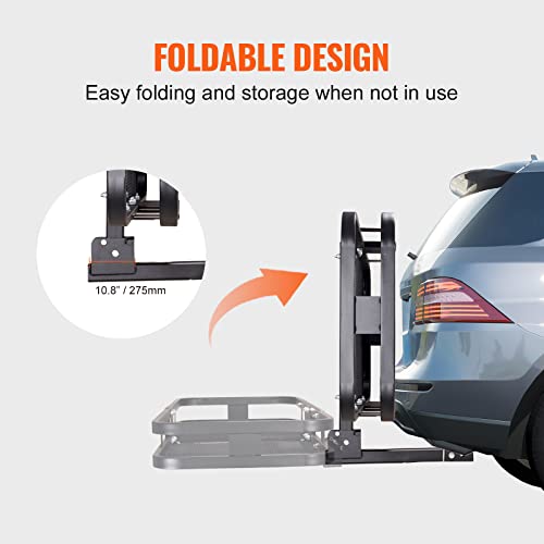 VEVOR 60x24x6 Folding Hitch Carrier - 500lb Capacity Cargo Basket & Waterproof Bag, Fits 2" Hitch Receiver for SUV, Truck, Pickup