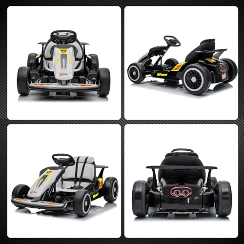 24V Electric Go Kart for Kids, 400W Drift Cart with EVA Tires, High/Low Speed, Max Speed 8.1 MPH, Music, Wireless, Electric Crazy Go-Kart Outdoor Ride on Toy for Kids Ages 6+, Red