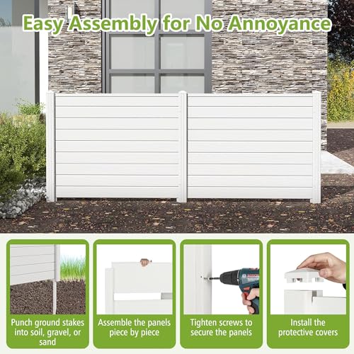 48"W X 48"H Air Conditioner Fence Privacy Screen, Pool Equipment Enclosure, Privacy Fence Panels For Outside, Trash Can Privacy Fence Outdoor With Ground Stakes, Garden Fence, Outdoor Privacy Screens(