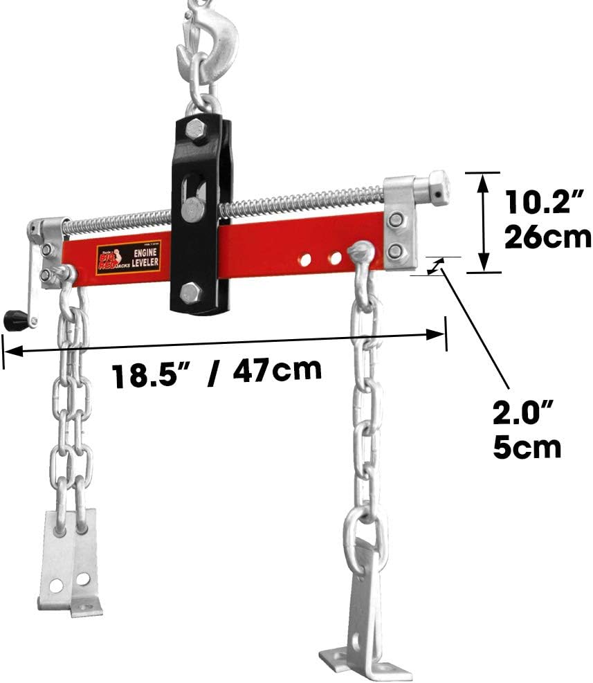 BIG RED T32100 Torin Engine Hoist Shop Crane Accessory: Steel 3 Position Engine Leveler with Adjustable Handle, 3/4 Ton (1,500 lb) Capacity, Red Pack of 2
