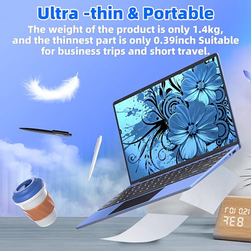 14 "Blue Laptop Computer, Ultra-Light and Portable, Celeron N5105,DDR4 16GB RAM 512G SSD, FHD(1920 x 1080) IPS,Win 11 Pro PC, Convertible 180°,Perfect for Study/Travel Work/Office/Play (512G SSD)