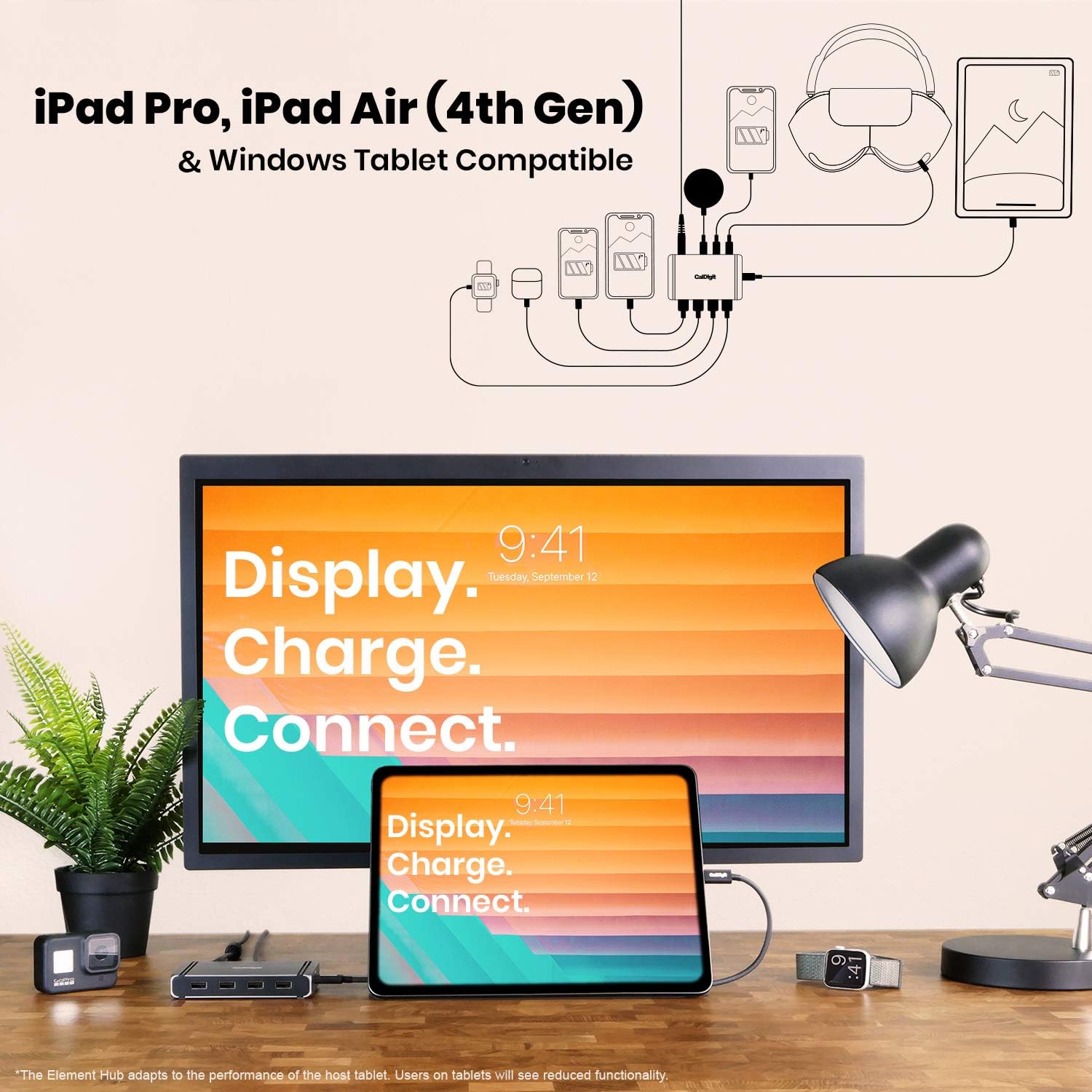 CalDigit Thunderbolt 4 Element Hub - Universal Multi-Port Hub, 4X Thunderbolt 4/USB4 Ports, 4X USB 3.2 Gen2 10Gb/s Ports, Single display up to 8K or Dual 4K 60Hz Displays, 60W Charging with 0.8m Cable