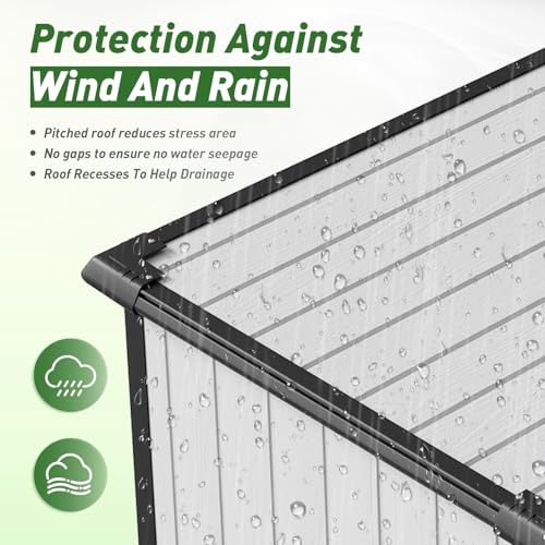Aoxun 6 x 8 FT Outdoor Storage Shed with Window, Resin Shed with Floor & Lockable Doors, Garden Shed Waterproof Plastic Tool Shed with Sloped Roof for Backyard, Garden, Patio, Lawn, Grey