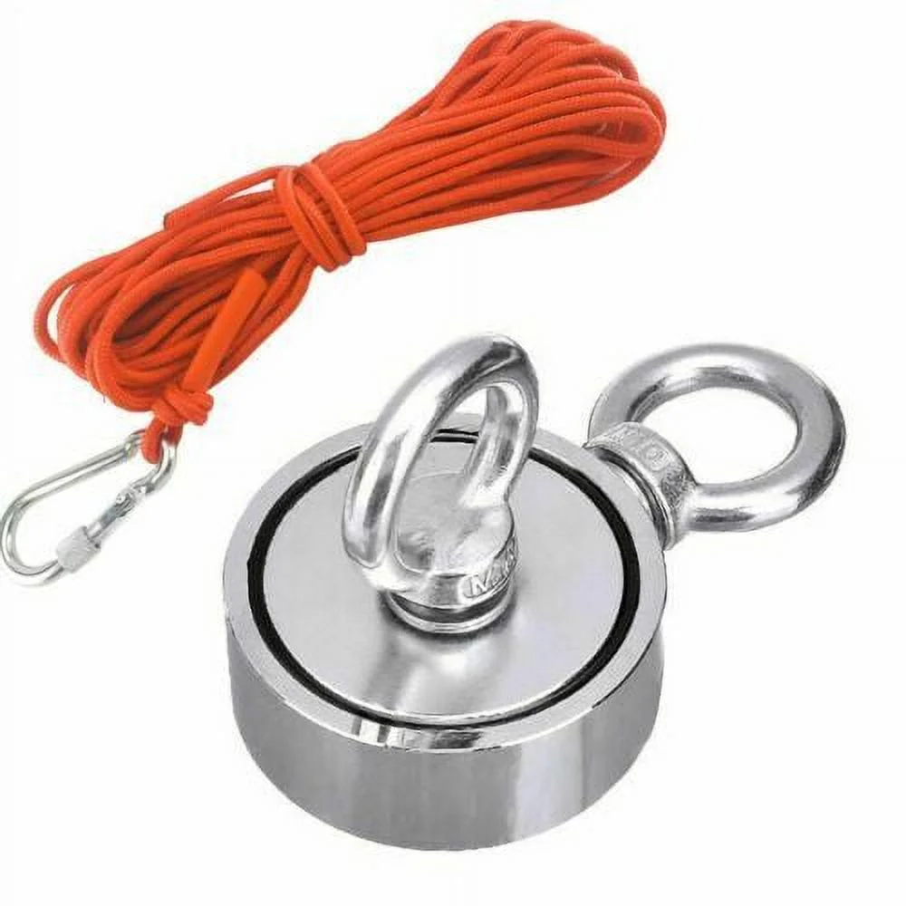 Upto 1300 Lbs Fishing Magnet Kit Pull Force Strong Neodymium + Rope + Carabiner