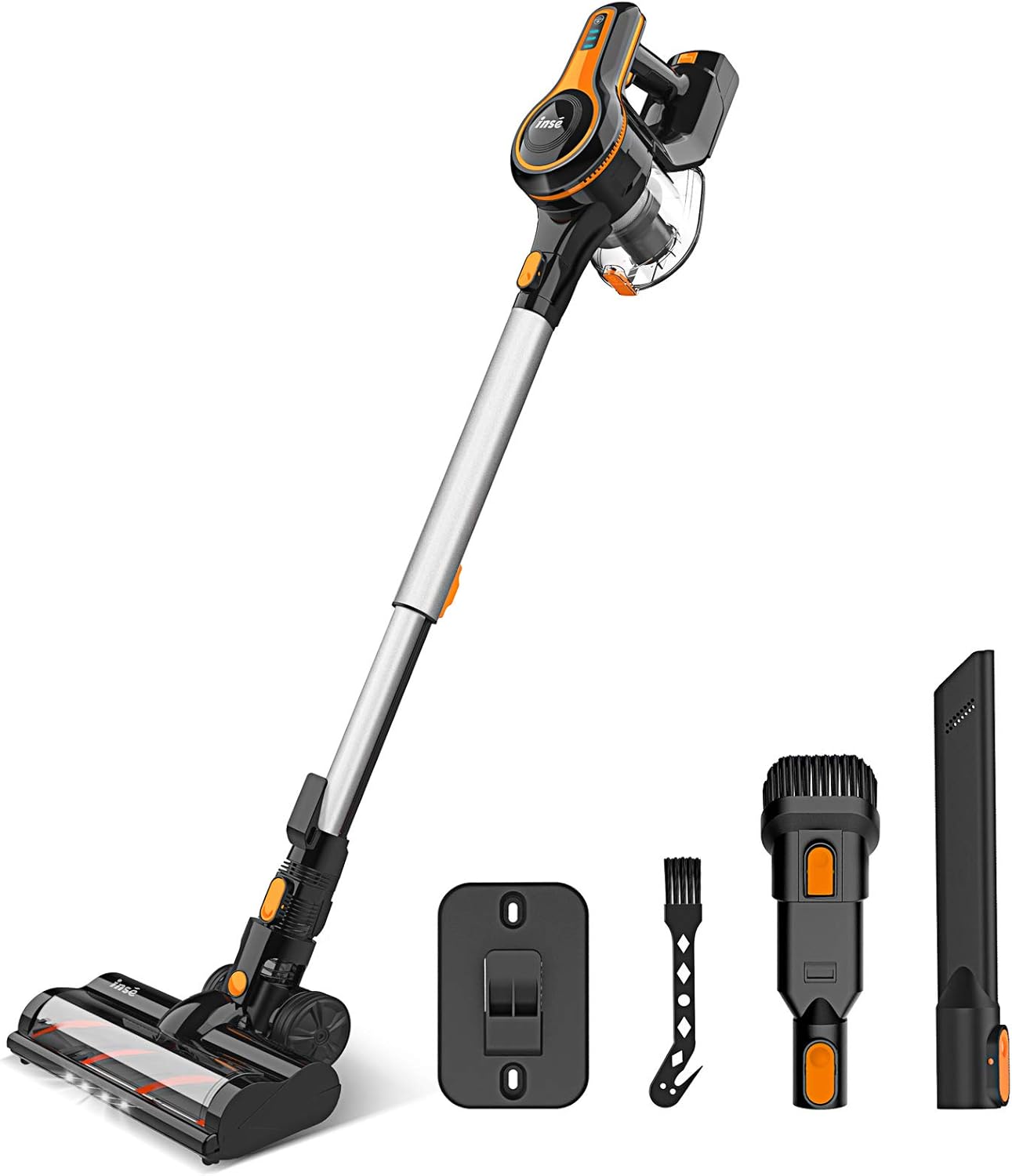 INSE Cordless Vacuum Cleaner, 25Kpa Powerful Stick Vacuum with 250W Strong Brushless Motor, Up to 45min Runtime, 6-in-1 Lightweight Vacuum Cleaner for Hardfloor Carpet Pet Hair Home Car - S610 Green