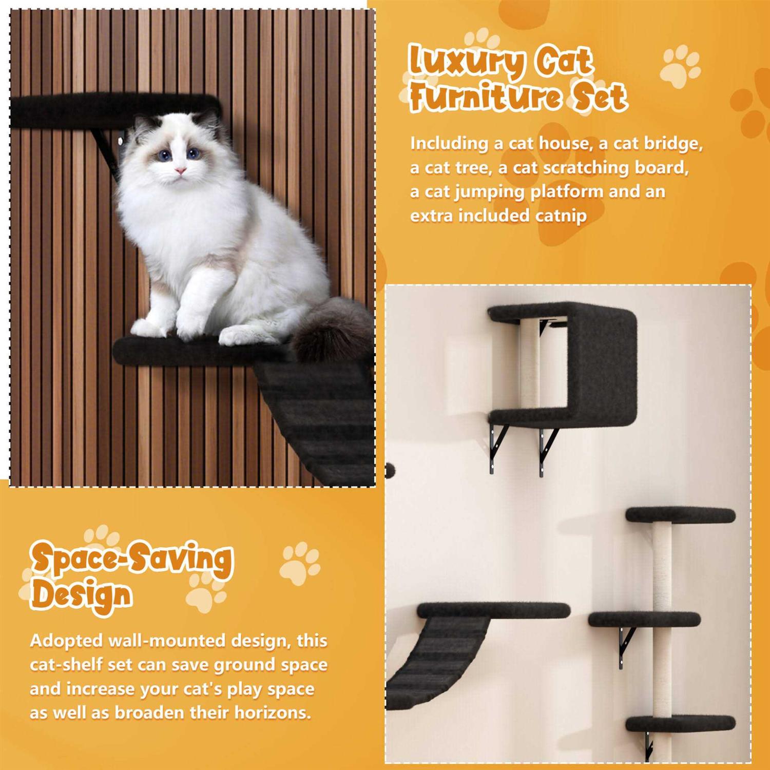 Coziwow Wall Mounted Shelves Set Cat Tree - Pet Supplies online store