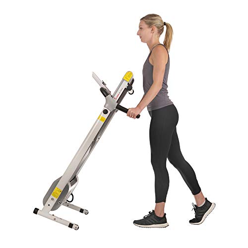 Sunny Health & Fitness Smart Foldable Exercise Running Walking Treadmill, Easy Assembly, LCD Performance Monitor, Device Holder, Optional SunnyFit® App Enhanced Connectivity