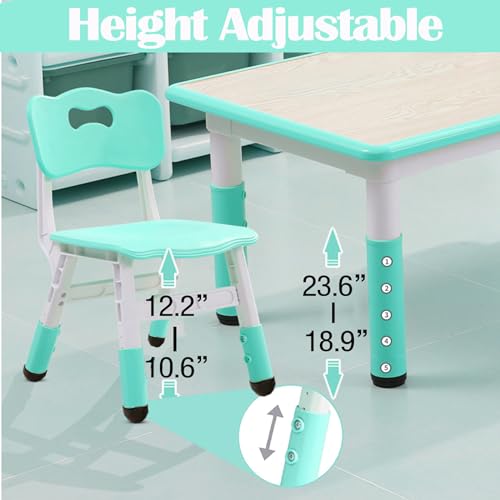 Kids Table and Chairs Set, Height Adjustable Desk With 6 Seats for Ages 2-10,Arts & Crafts Table,Graffiti Desktop, Non-Slip Legs, Max 300lbs, Children Multi-Activity Table for Classrooms,Daycares,Home