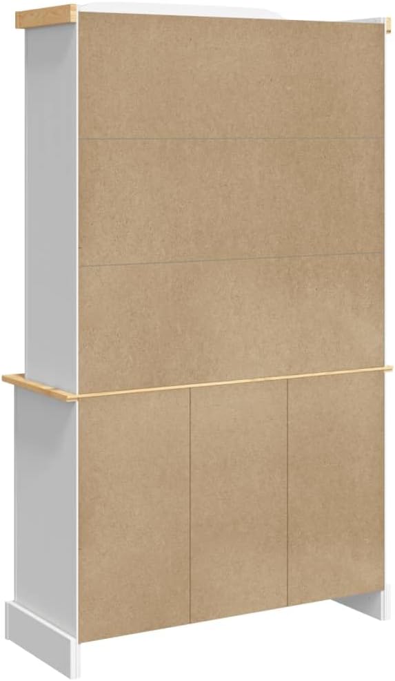 Kitchen Pantry Storage Cabinet, Freestanding Hutch Cabinet Buffet Cupboard, Utility Pantry with 3 Drawers and 6 Doors, Tall Kitchen Cabinet for Dining Room, White 44.1"x16.9"x77.2"