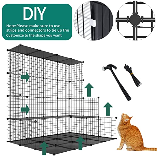 YITAHOME Outdoor Cat Enclosures Catio Large Cat Cage Cat House with Roof Hammock Platforms DIY Pet Kennels Playpen for 1-6 Cats Rv Garden