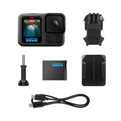 GoPro HERO13 Black Accessory Bundle - Includes The Handler, 2 Enduro Batteries, 2 Curved Adhesive Mounts, 64GB SanDisk MicroSD Card, and Carrying Case