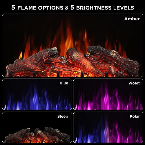 TURBRO Eternal Flame 26-Inch Infrared Quartz Electric Fireplace Log Heater, Realistic Lemonwood Logs