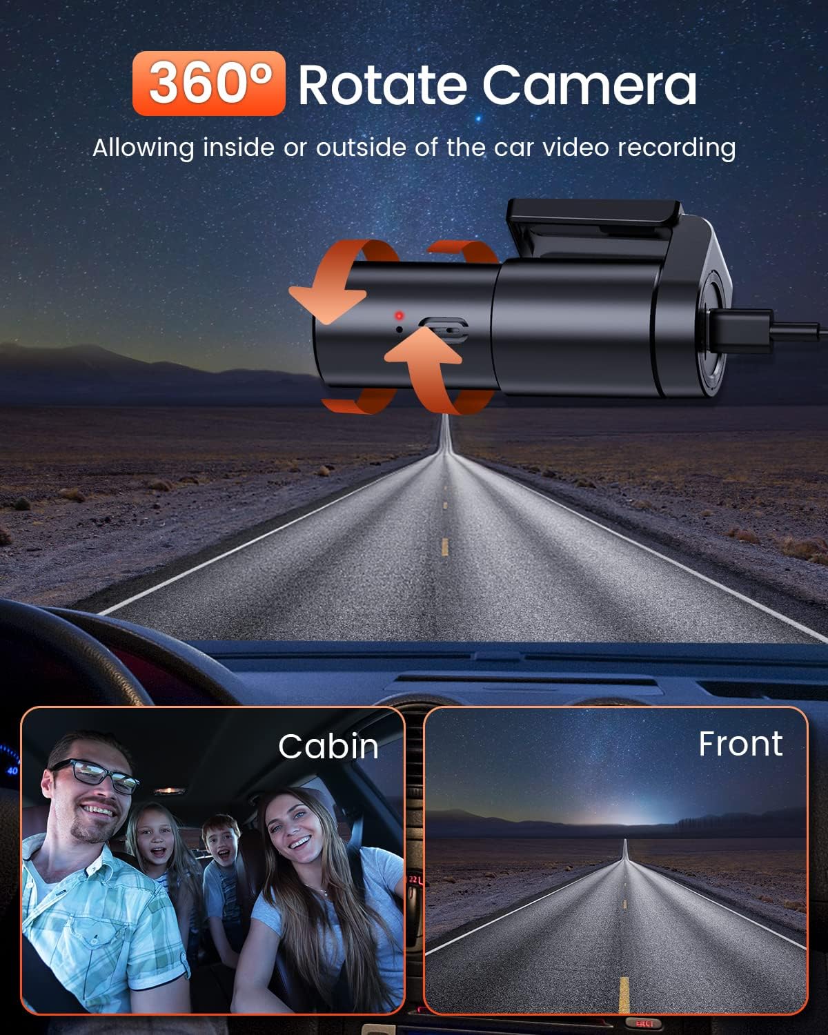 Dash Cam WiFi 2.5K Car Camera, Front Dash Camera for Cars with Night Vision, 24 Hours Parking Mode, WDR, Loop Recording, G-Sensor, 170°Wide Angle, APP, Support 360° Rotation