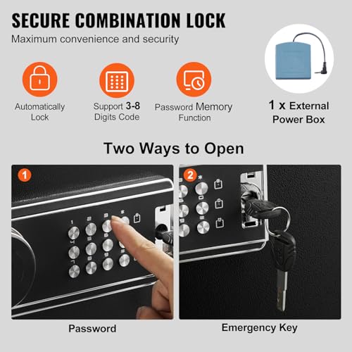 VEVOR Rifles Gun Safe, Rifle Safe with Lock & Digital Keypad, Quick Access Tall Gun Storage Cabinet with Removable Shelf, Rifle Cabinet for Home Rifle and Shotguns