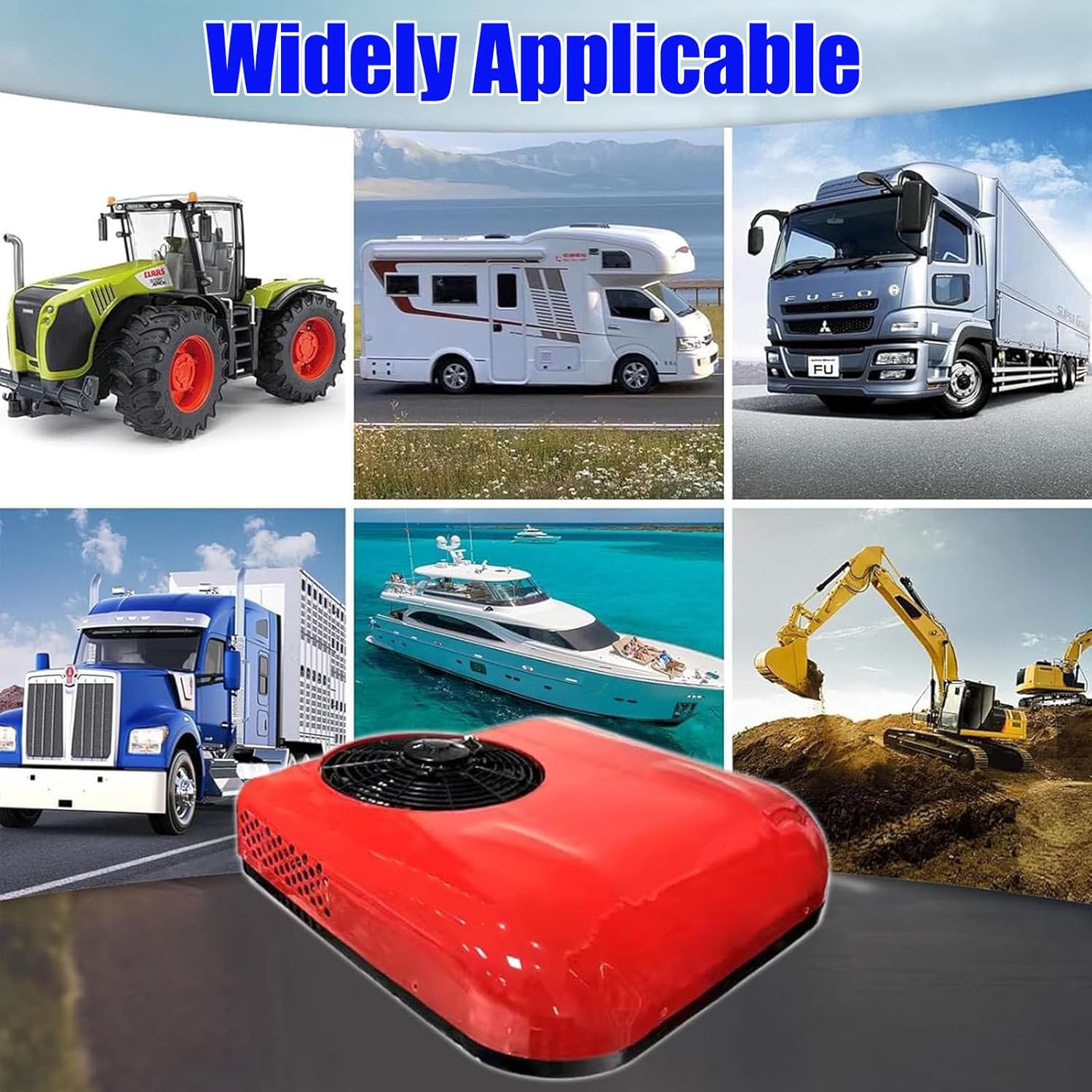 RV Rooftop Air,Parking Air Conditioner Unit, 12V DC Air Conditioner Truck RV Excavator Van Farm Vehicle Rooftop Type Air Conditioner,Red