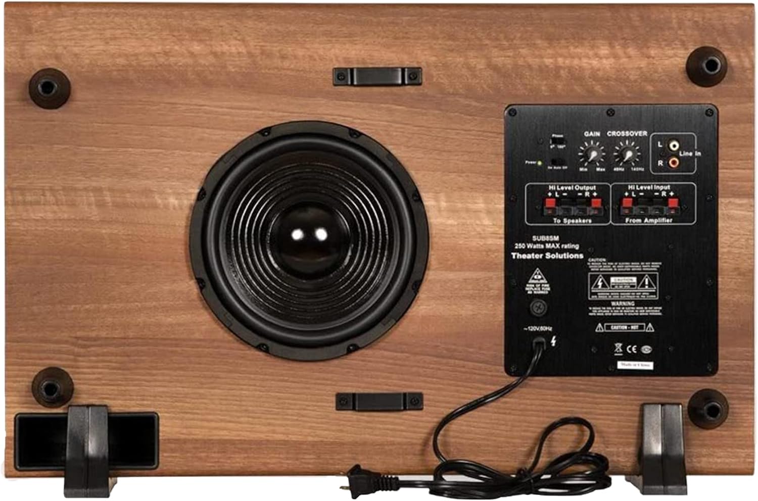 Theater Solutions SUB8SM Slim Subwoofer (Mahogany), 8-Inch Slim