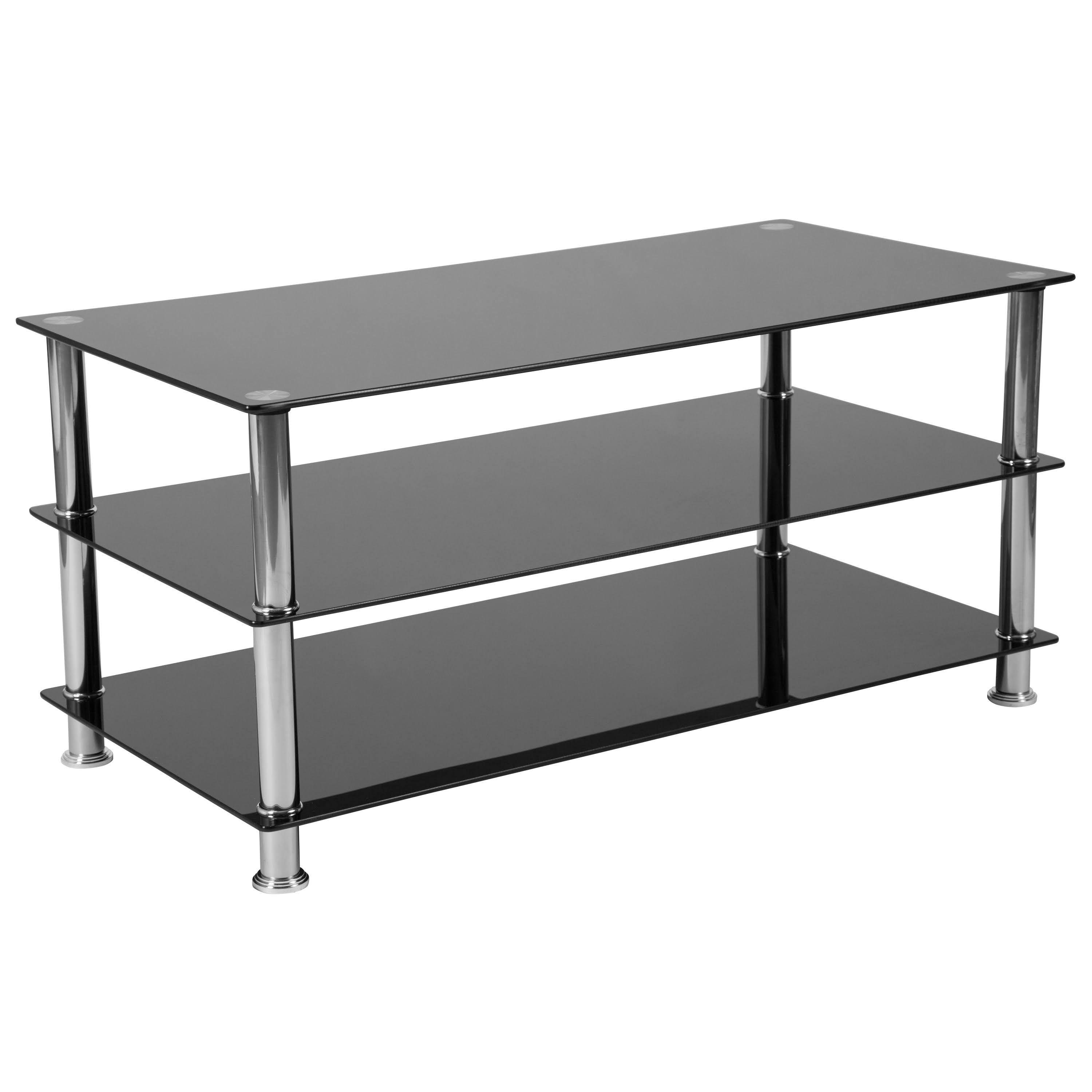 Flash Furniture Glass TV Stand in Black
