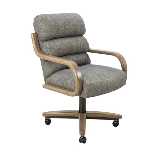 Chromcraft 2 Set of Caster Swivel Tilt Dinning Chairs, Ultra Comfort Kitchen Chairs Casual Wooden Cap with Metal Frame Chairs Rolling Chair on Wheels for Kitchen(Santa Rosa Linen)
