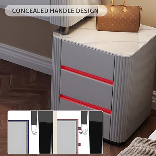 Vanity Table with Drawers - Fashion Vanity Table Set | LED Makeup Mirror & Chair Included | Solid Wood Bedroom Vanity | Atmosphere Light Design | New Makeup Experience (White, 40")