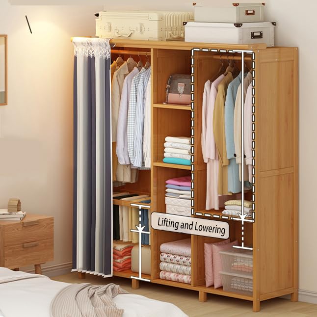 Easy to Install Wardrobe, Adjustable Height Storage of wardrobe Partition, Partition Storage with Suspenders, Suitable for bedrooms, Hotels, and Dormitories