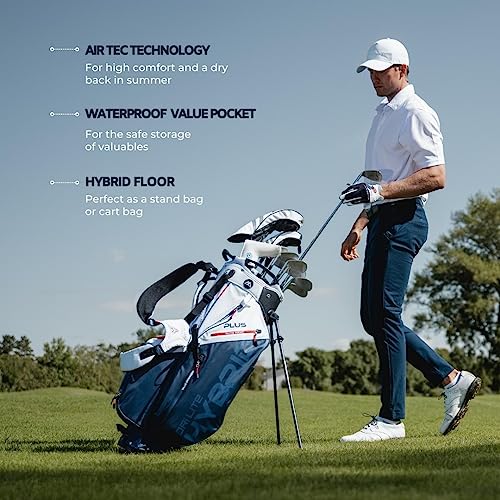 Big Max Dri Lite Hybrid Plus Golf Bag - Lightweight Golf Cart Bag with Enhanced Storage, Value Organizer, Waterproof Pockets, Sturdy Leg Locks, Extra Pocket - Golf Push Cart Compatible