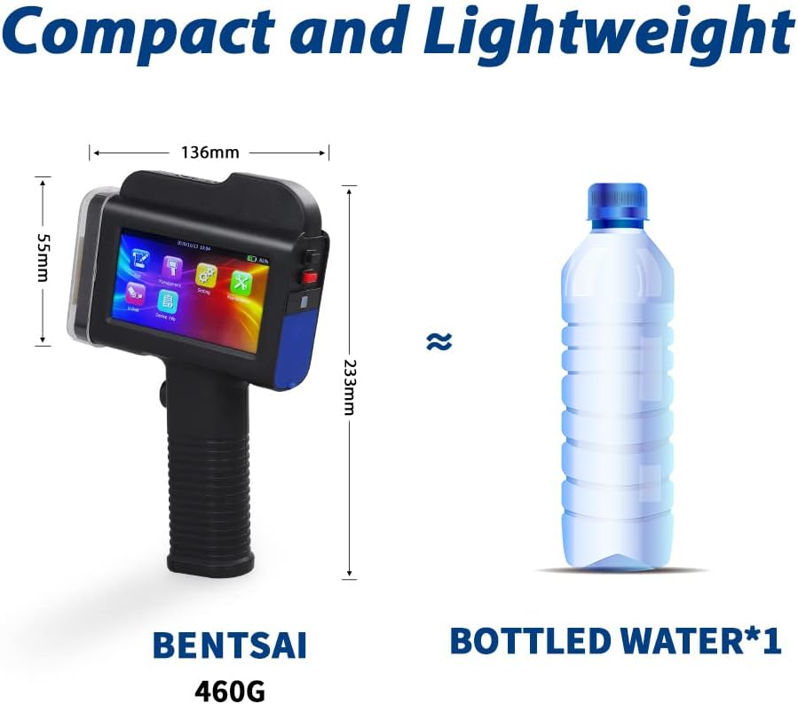 BENTSAI B35 One inch Handheld Inkjet Printer, Large Character Inkjet Printer, Up to 1"/25mm Print Height, Use for Both Water-Absorbing and Almost Any Porous Surfaces with Solvent Quick Dry Ink