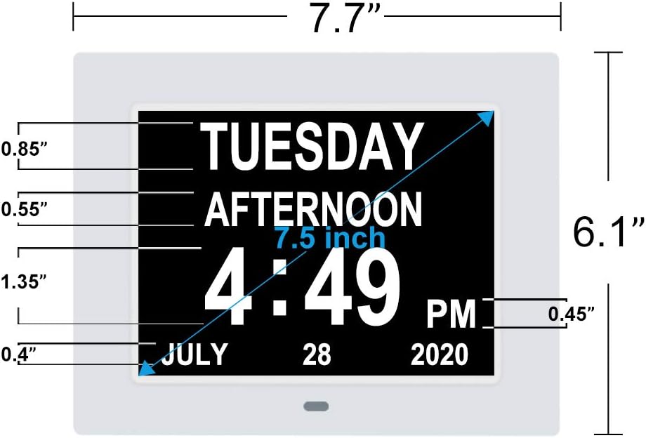 [2022 Upgrade] Extra Large Digital Calendar Day Date Clock with 12 Alarm Options Non-Abbreviated Day & Month impaired Vision Dementia Clocks for Senior Elderly