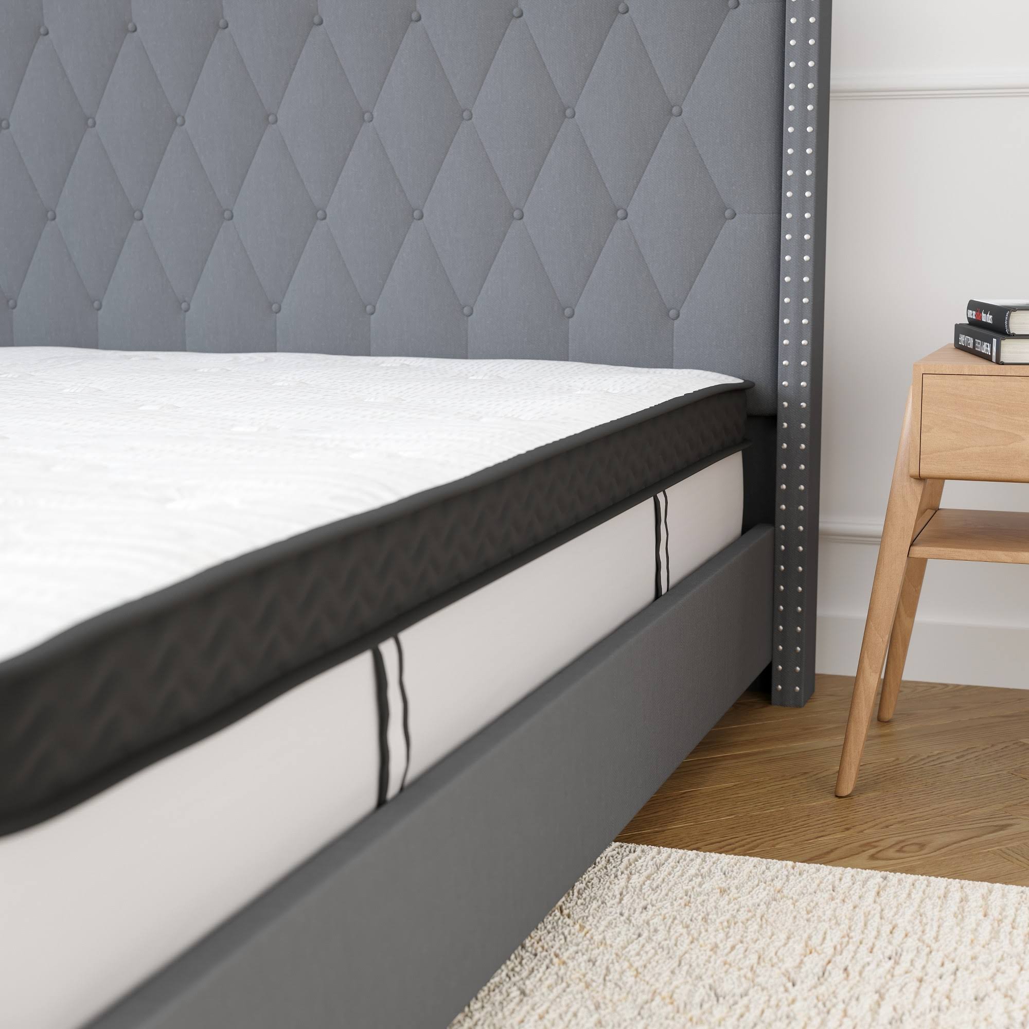 Merrick Lane 12 inch Twin Hybrid Pocket Spring u0026 CertiPUR-US Certified Memory Foam Mattress