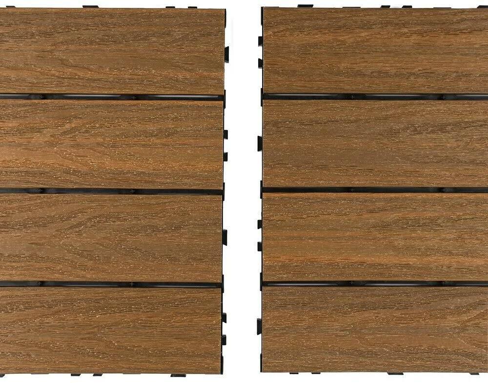 NewTechWood Ultrashield Naturale 1 ft. x 3 ft. Quick Deck Outdoor Composite Deck Tile in Peruvian Teak (15 Sq. ft. per Box)