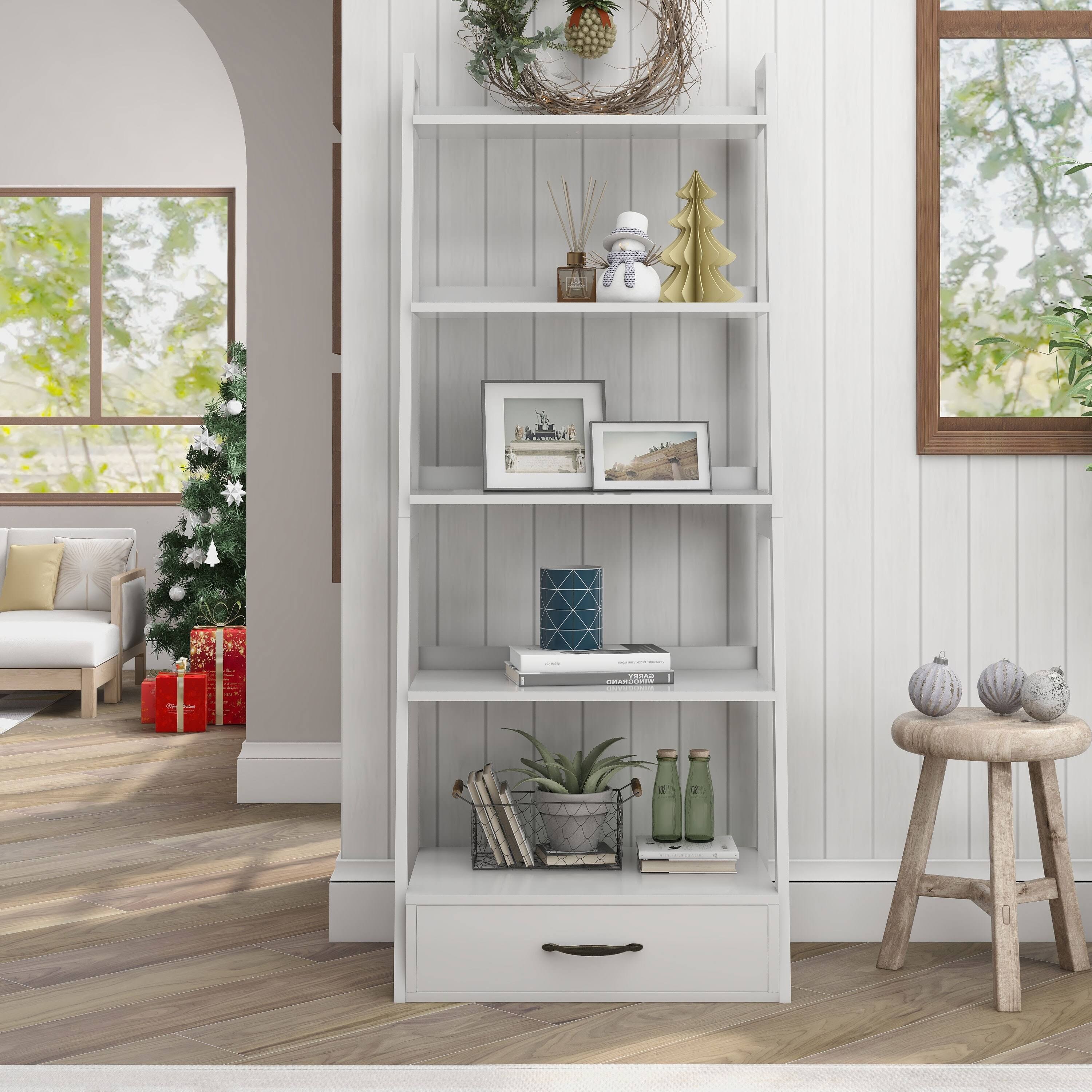 Copper Grove Stryi Contemporary 5-Tier Ladder Bookshelf - Cherry