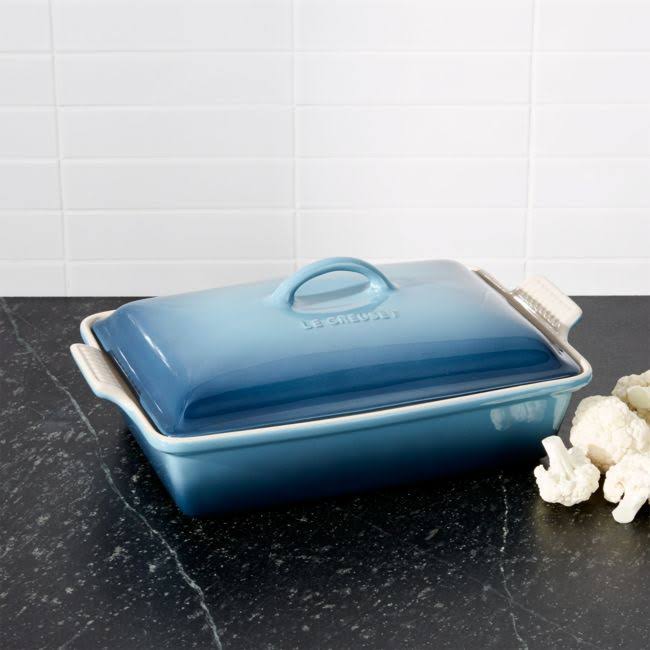 Le Creuset Heritage Stoneware Covered Rectangular Casserole, 4-Quart, Marine