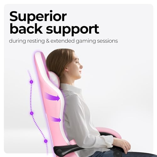 N-GEN Video Gaming Chair with Footrest High Back Ergonomic Comfortable Office Computer Desk with Lumbar Support Height Adjustable with PU Leather Recliner for Adults Women Men (Black)