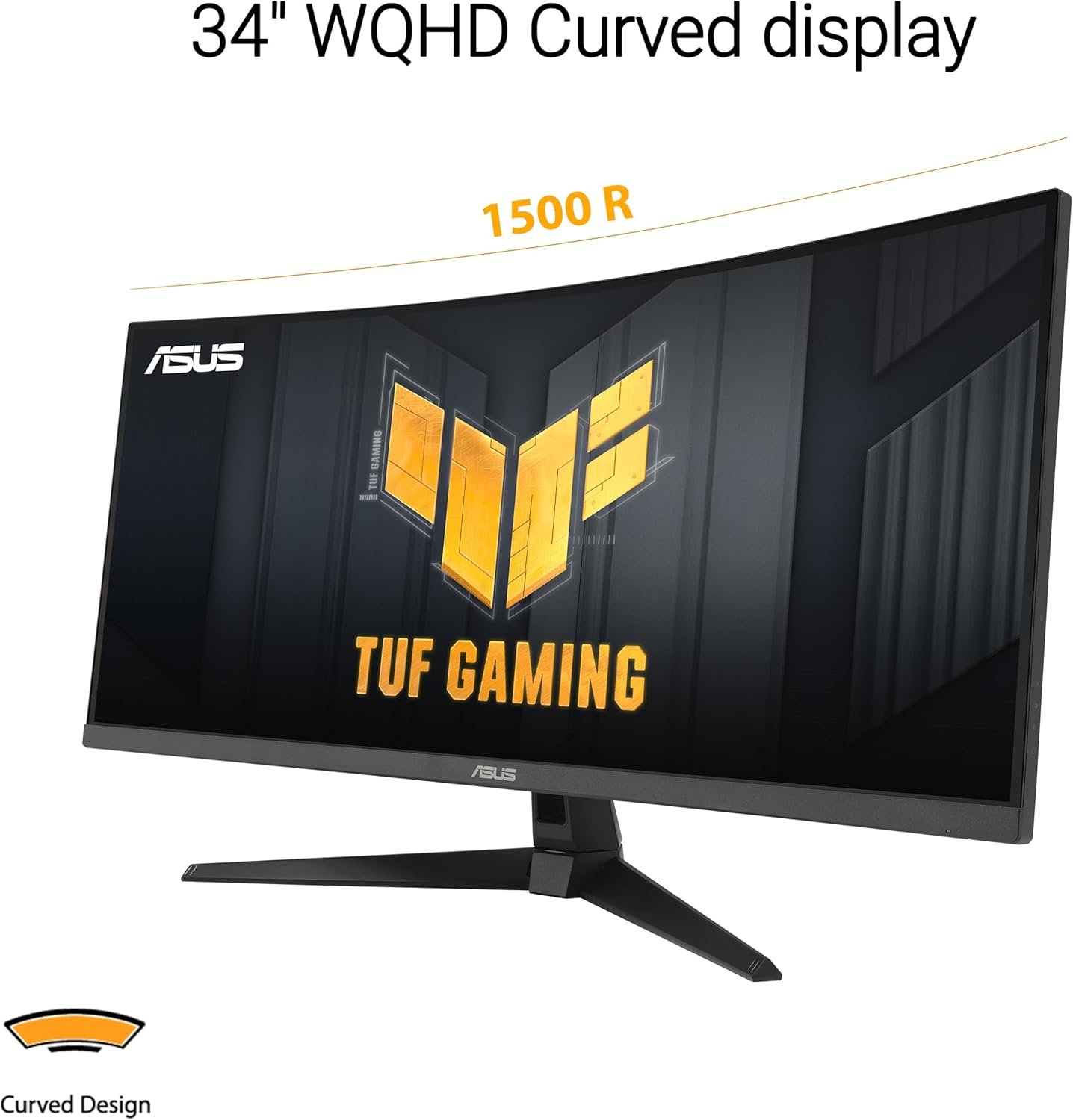 ASUS TUF Gaming 34” Ultra-Wide Curved Monitor (VG34VQ3B) – 21:9 QHD (3440x1440), 180Hz, 1ms, Extreme Low Motion Blur Sync, FreeSync Premium, Speaker, 90% DCI-P3, DisplayWidget Center, 3 yr Warranty