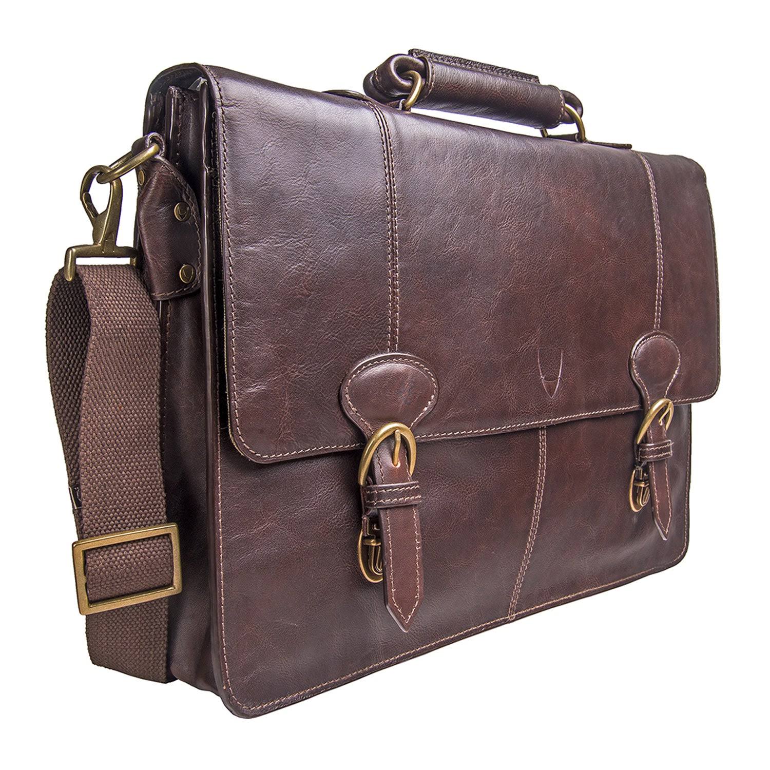 Hidesign Parker Leather Laptop Briefcase Black