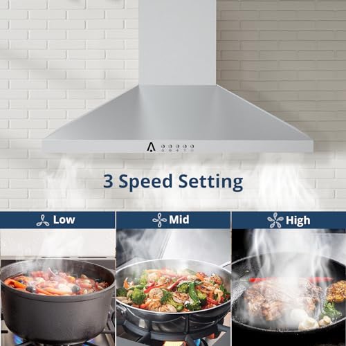 Range Hood 30 Inch, Ducted/Ductless Convertible Kitchen Vent Hood, Stainless Steel Stove Hood