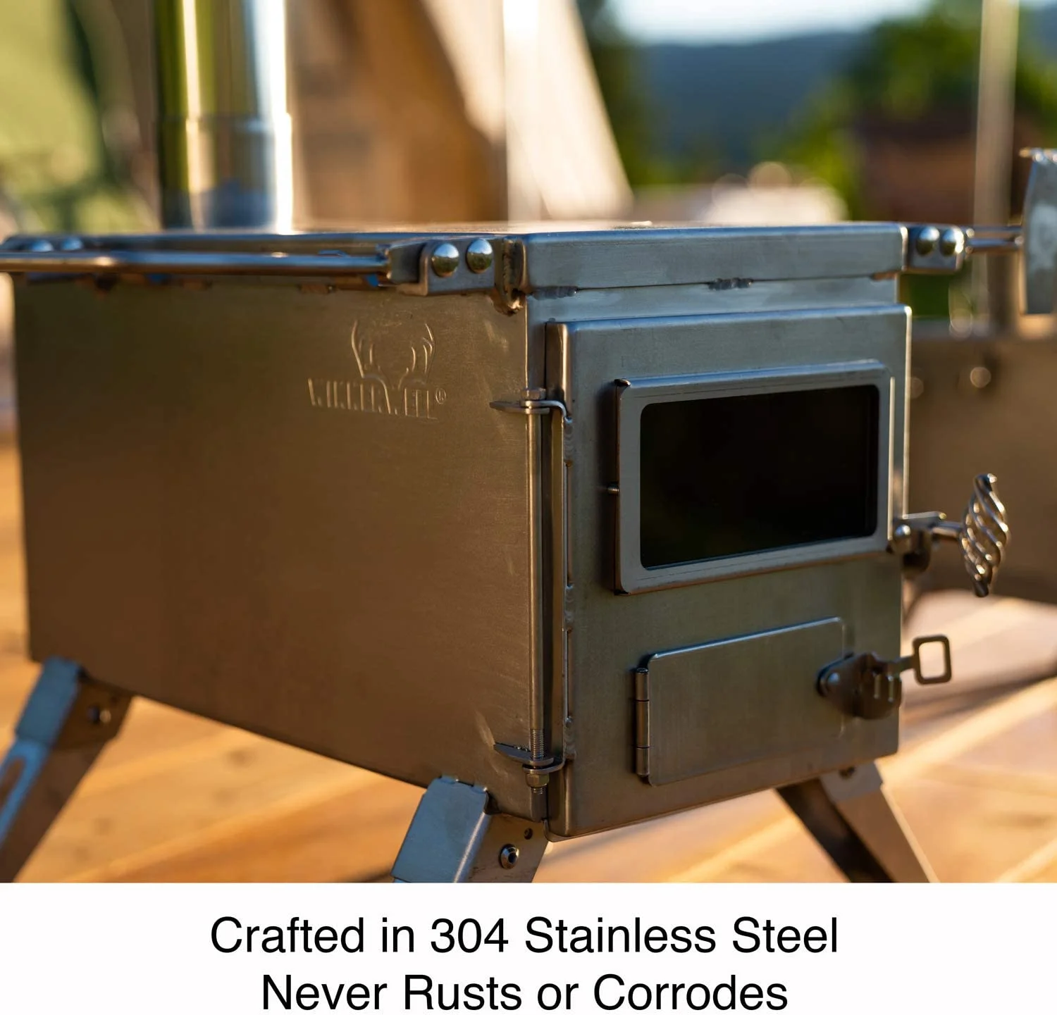 Tent Stove | Tiny Stove for Tents, , and Camping | 800 Cubic Inch Firebox | Construction | Includes Chimney Pipe