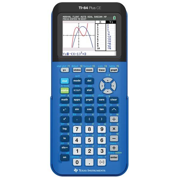 Texas Instruments Ti-84 Plus CE Graphing Calculator, Blue